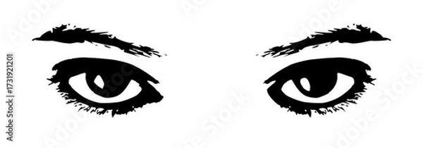 Fototapeta Pair of Intense Eyes Black and White