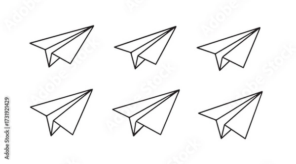 Fototapeta Set of paper plane vector line art