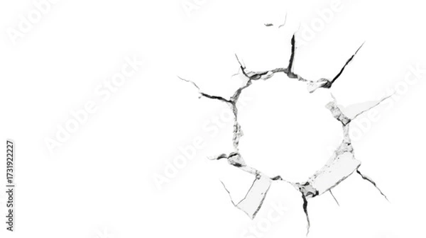 Obraz Broken glass creating a transparent circular hole on checkered background