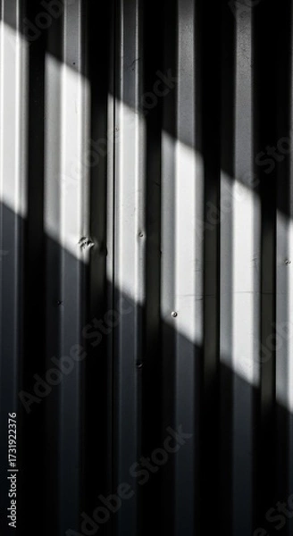 Fototapeta Abstract composition featuring contrasting light and shadow on a metal panel