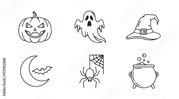 Fototapeta set of different types of Halloween icon