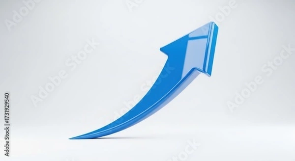 Fototapeta Stylized Blue Arrow Pointing Skyward Symbolizing Growth and Success