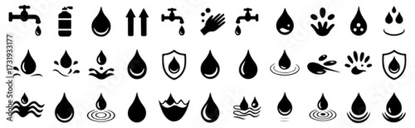 Fototapeta water drop save nature icon set