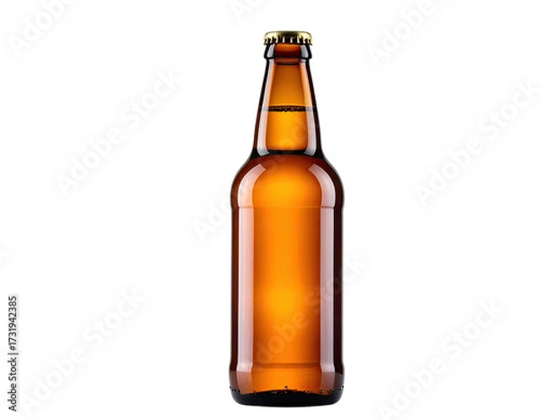 Obraz Amber beer bottle, front view, studio shot