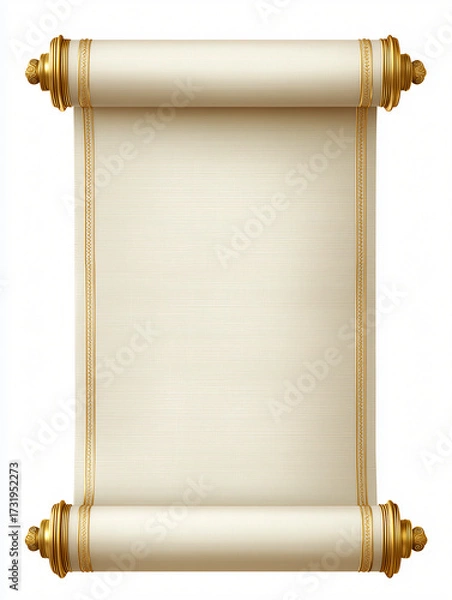 Obraz An isolated blank golden-edged scroll