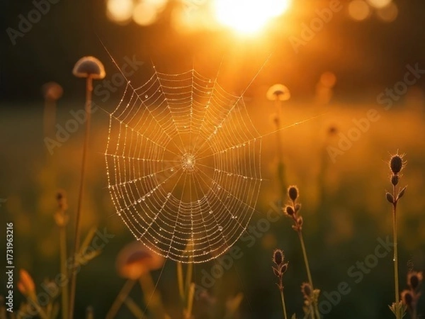 Obraz Spiderweb at Sunset