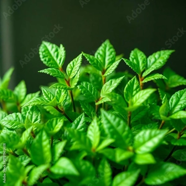 Fototapeta Lush Green Leaves in Nature's Embrace: The image showcases the vibrant beauty of numerous green leaves, forming a dense, textured arrangement against a softened background.