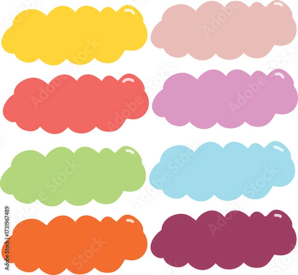 Fototapeta set of colorful clouds, cloud shape illustration for text, pastel color