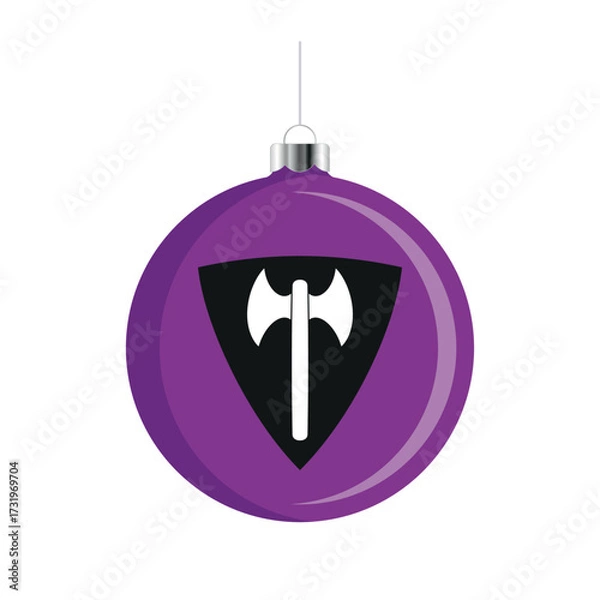Fototapeta Labrys lesbian pride flag Christmas ball icon vector isolated on a white background. LGBTQ+ decorative Christmas tree ornament. Christmas hanging bauble with a Labrys lesbian pride flag symbol