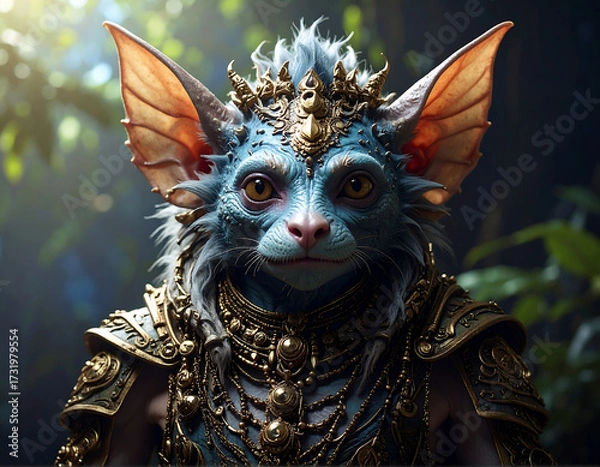Fototapeta Fantasy Cat King – Mythical Creature with Elaborate Crown and Armor