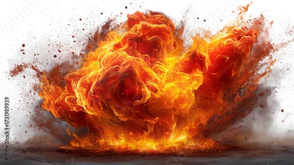 Obraz Explosive fiery yellow flames bursting forth a powerful energy release