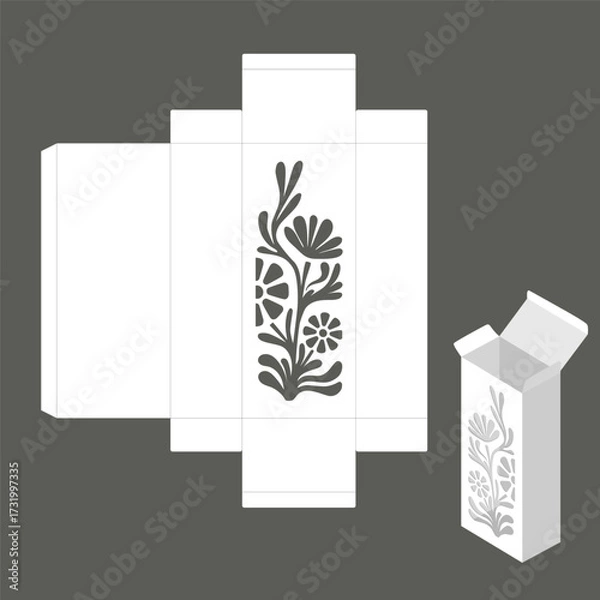 Obraz Vertical packaging template with cut-out flowers