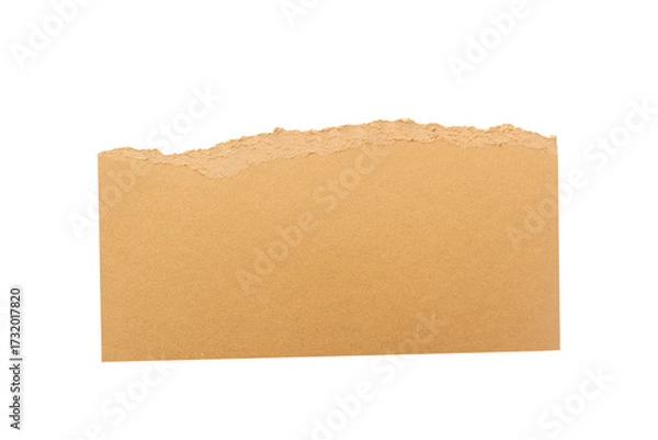 Fototapeta Torn piece of brown paper with jagged edge isolated on white background