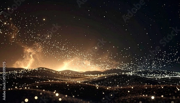 Obraz Cosmic landscape with glowing particles