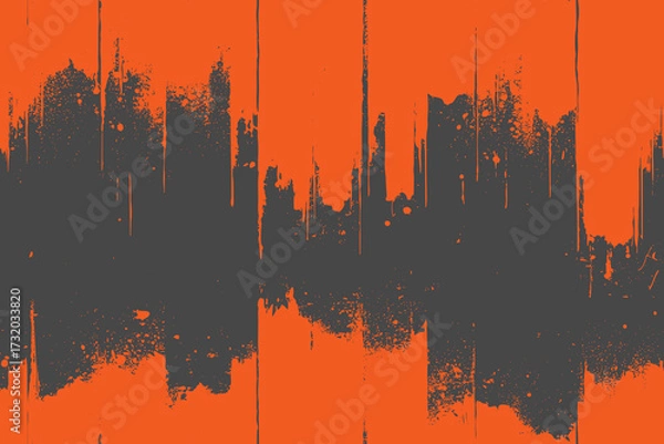 Fototapeta Orange And Charcoal Abstract Texture With Drips For Design, Backgrounds.