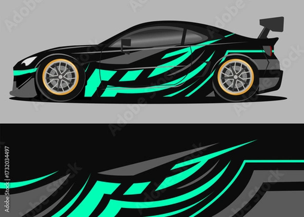 Obraz car wrap design with green abstract theme