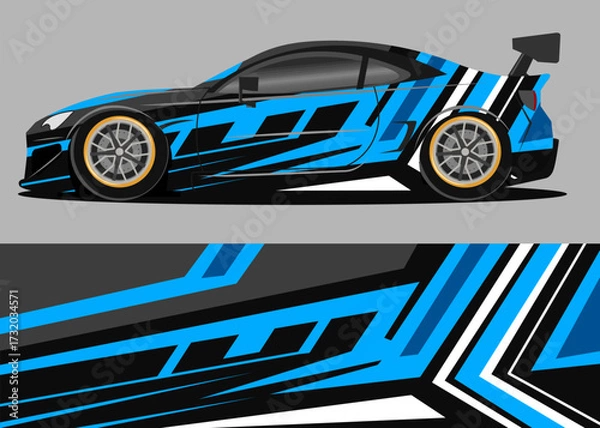 Obraz car wrap design with blue geometry theme