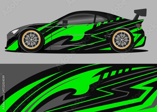 Obraz car wrap design with green geometry theme