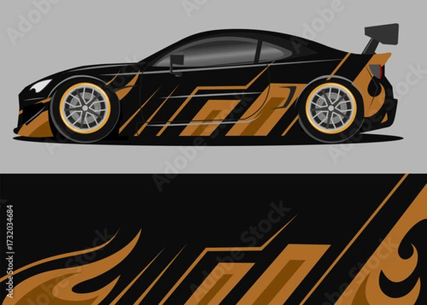Obraz car wrap design with black and golds geometry theme