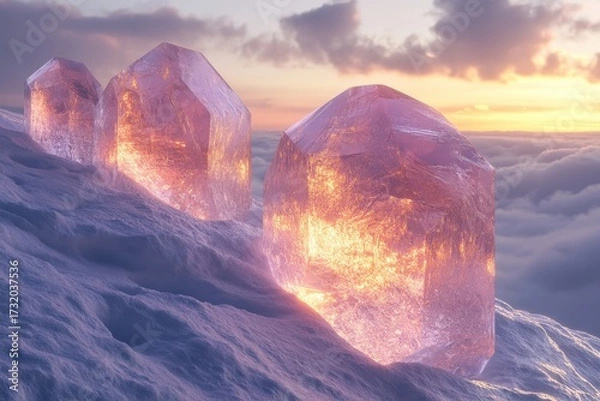 Obraz Icebergs towering above clouds.