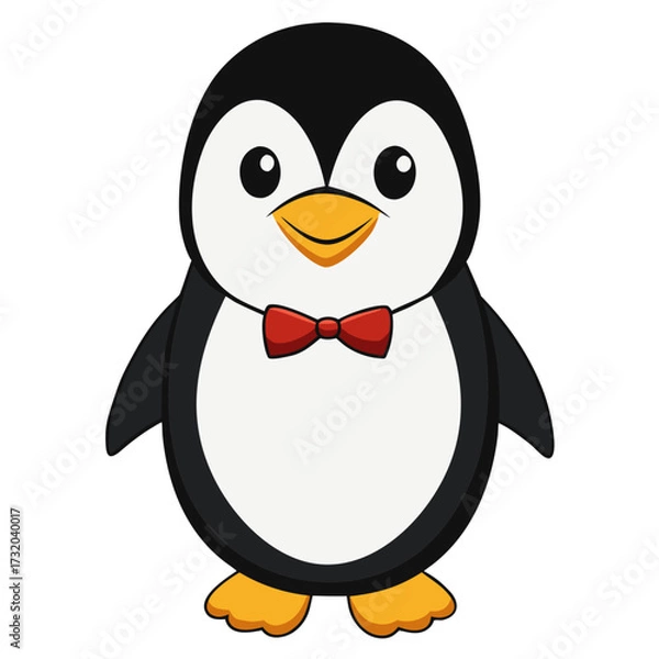 Obraz Cartoon Penguin with Red Bowtie
