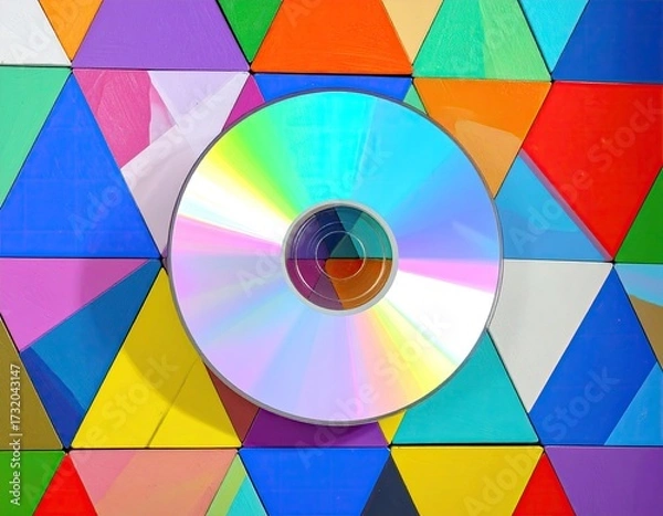 Obraz Colorful triangular pattern background with a CD