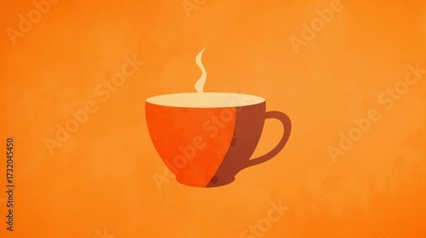 Fototapeta Minimalist Surreal Retro Collage of a Coffee Cup on Vibrant Grunge Background evokes warmth, creativity, and cozy simplicity.