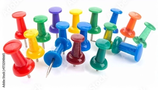 Fototapeta colorful pins on the white 