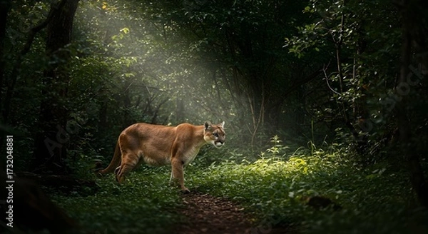 Obraz A cattle animal grazing in a green field or meadow, representing rural nature and agriculture