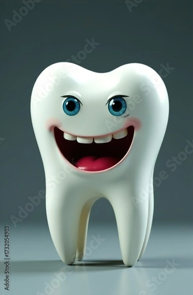 Fototapeta an image of a tooth on a gray background. advertising of a dental clinic. medical concept.