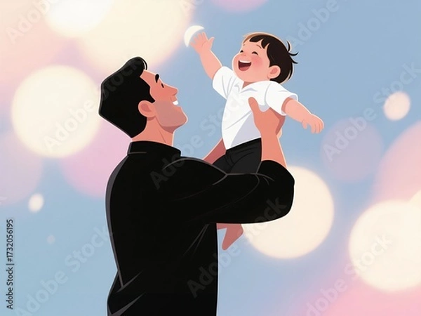 Obraz Illustration of father and son 