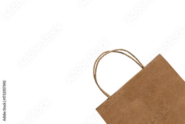 Fototapeta Top view of blank empty plain brown paper shopping bags or tote bags on a white background. Mockup, template, or copy space