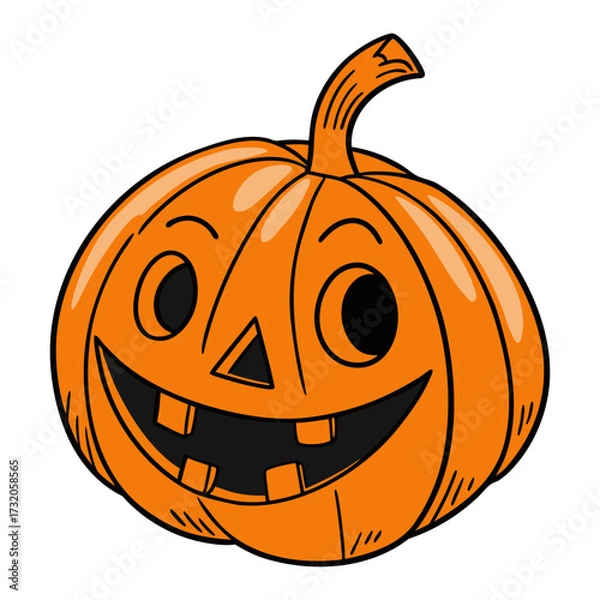 Obraz Halloween Smiling Pumpkin Vector with Funny Face and Carved Features