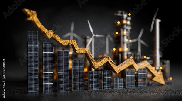 Fototapeta Economic decline of oil and gas exporting countries as the world shifts towards renewable energy resources