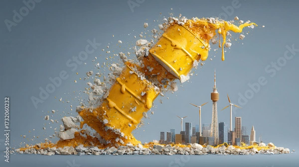 Fototapeta Global energy shift leads to economic collapse of oil and gas countries as renewable sources dominate