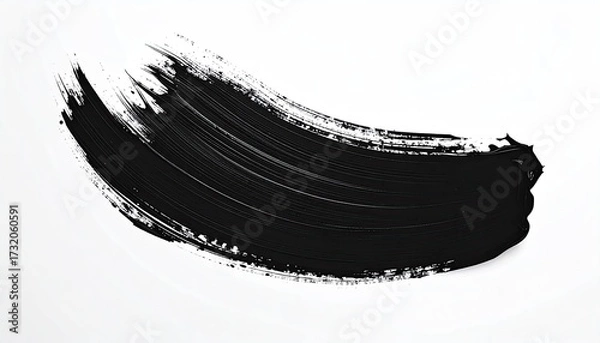 Obraz Black paint stroke on white background