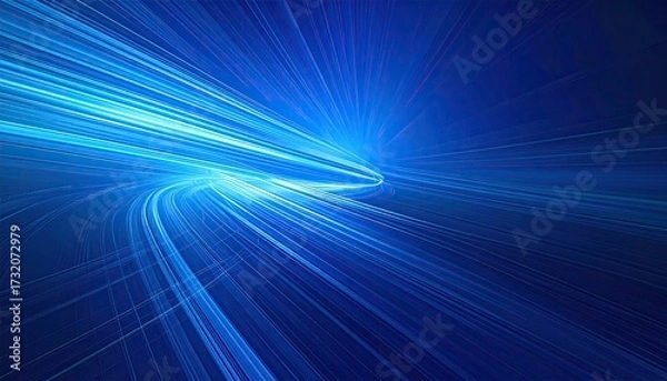 Fototapeta Abstract digital art of a swirling, blue light trail