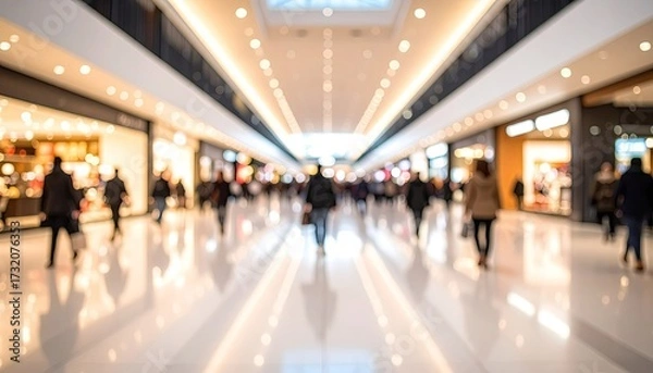 Fototapeta Blurred view of a bustling shopping mall interior (2)