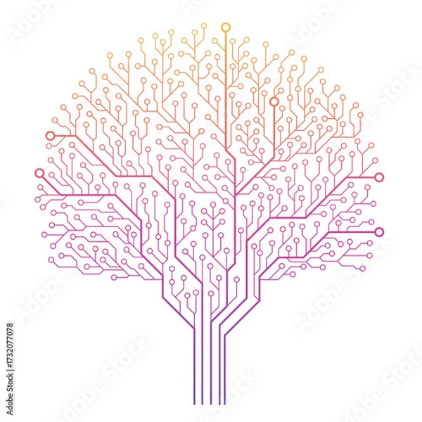 Fototapeta Abstract Circuit Board Tree. Technical circuit tree illustration  