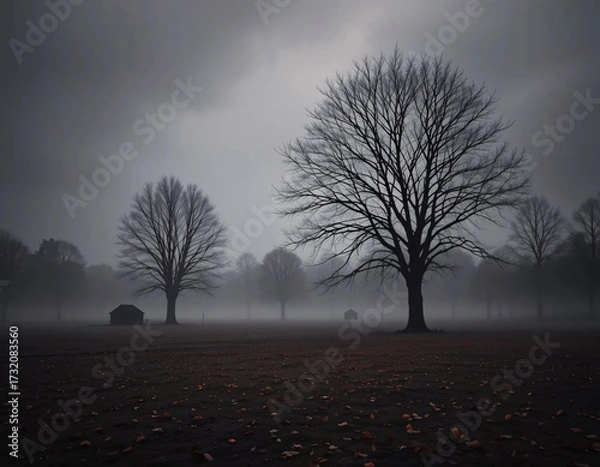 Fototapeta Dramatic Autumn Landscape in Soft Tones with a Mysterious Atmosphere
