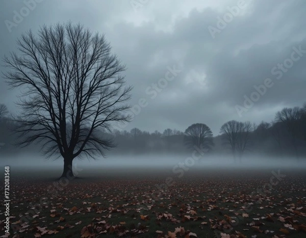 Fototapeta Dramatic Autumn Landscape in Soft Tones with a Mysterious Atmosphere