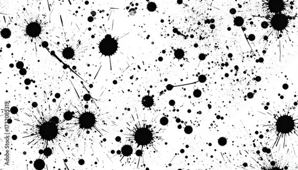 Fototapeta Abstract ink blots and splatters on white background