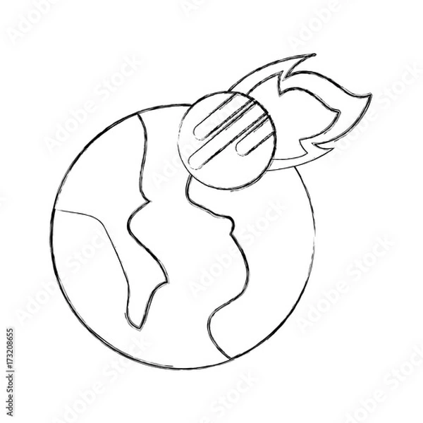 Fototapeta universe planet earth meteorite falling space