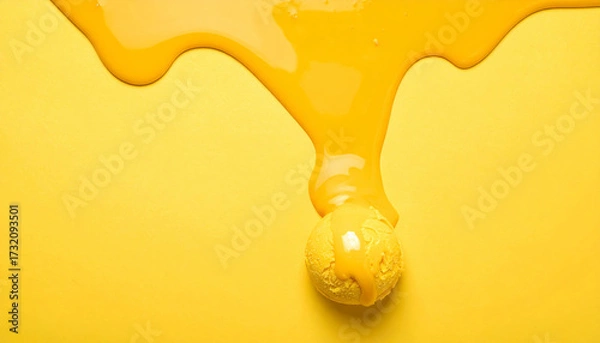 Fototapeta Melting Mango Ice Cream Scoop