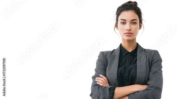 Fototapeta Professional Business Woman Portrait Collection – Confident, Thoughtful, and Casual Poses on White Background, Isolated for Commercial Use