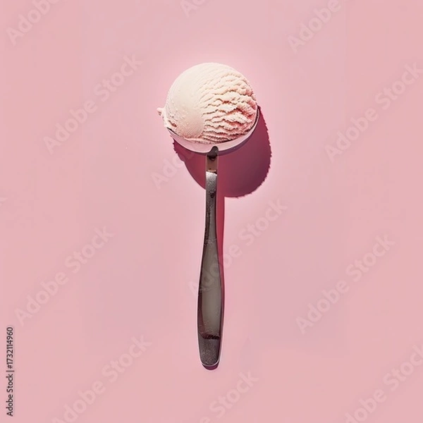 Fototapeta Ice cream scoop on pink background. Perfect for summer menus, posters, & ads