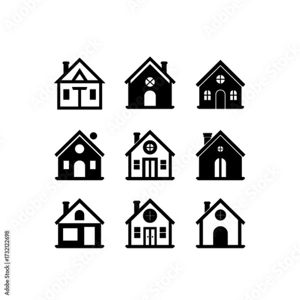 Fototapeta Minimal Black Vector Icons on White Background