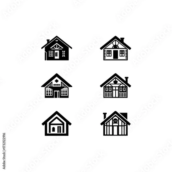 Fototapeta Minimal Black Vector Icons on White Background