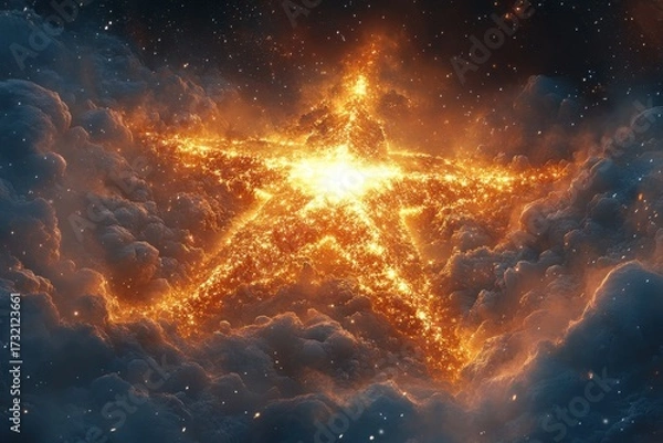 Obraz Bright orange nebula surrounding a star in the sky.