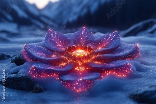 Obraz Glowing snow flower.